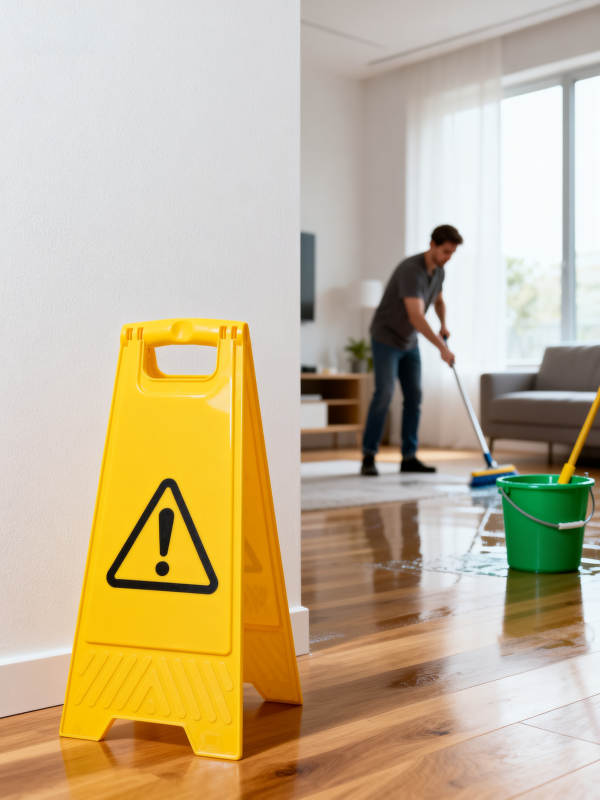 小心地滑 正在清洁图片