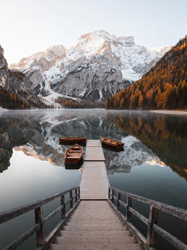 湖光山色映秋景图片