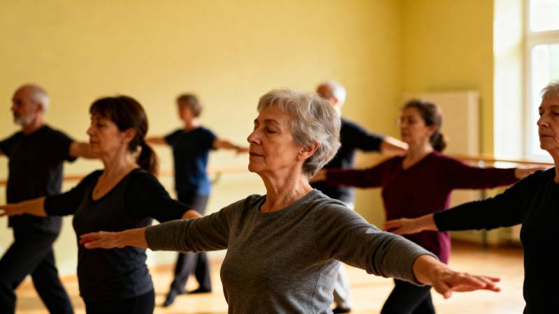 银发舞者优雅起舞图片