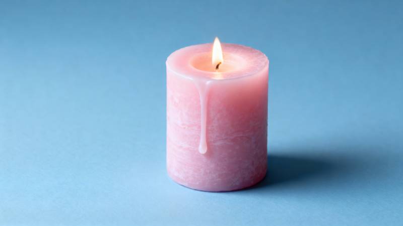 粉色蜡烛燃烧中图片