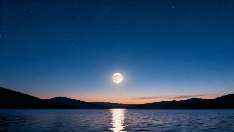 月下湖光夜色美图片