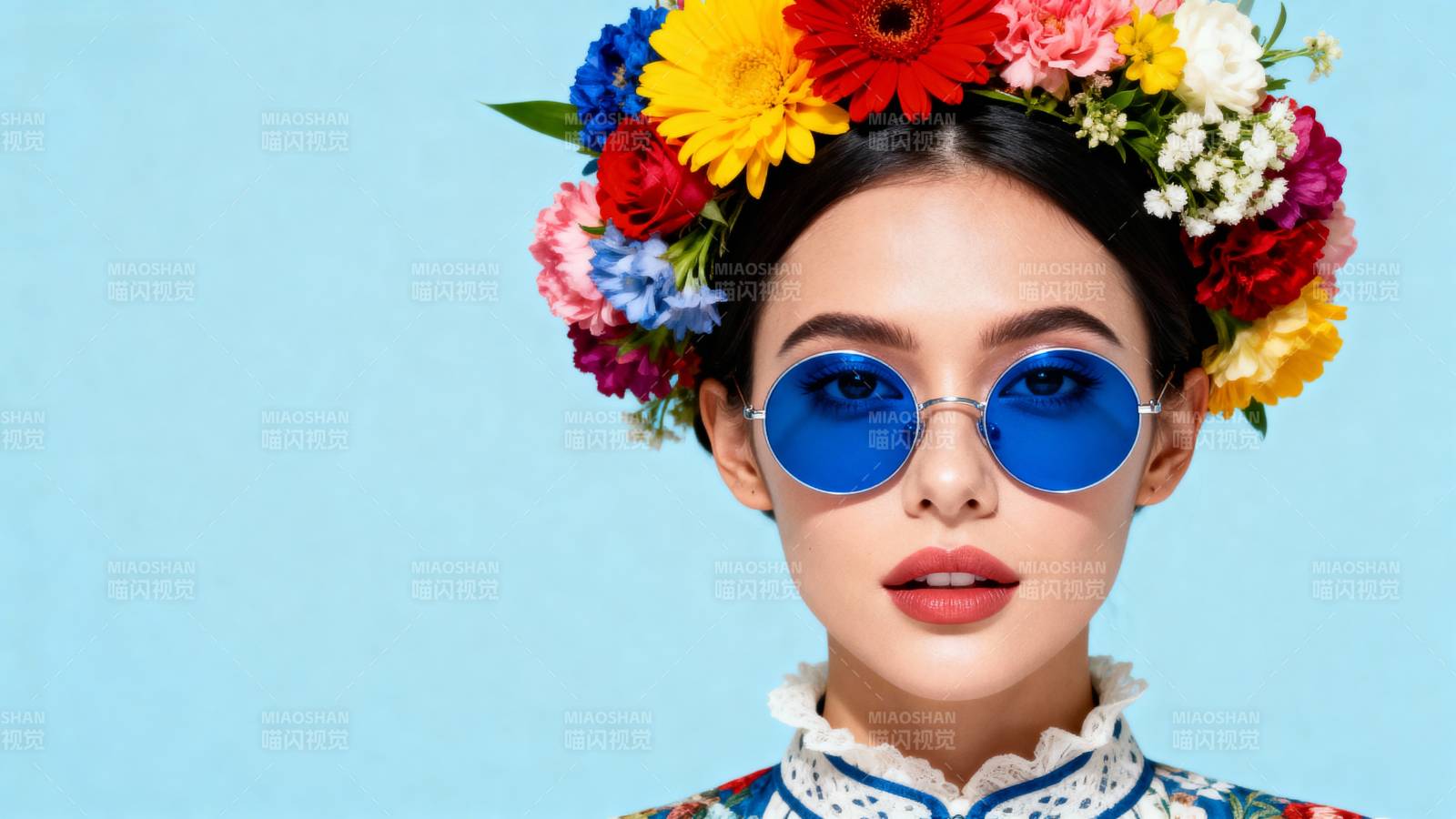 花环少女时尚照图片