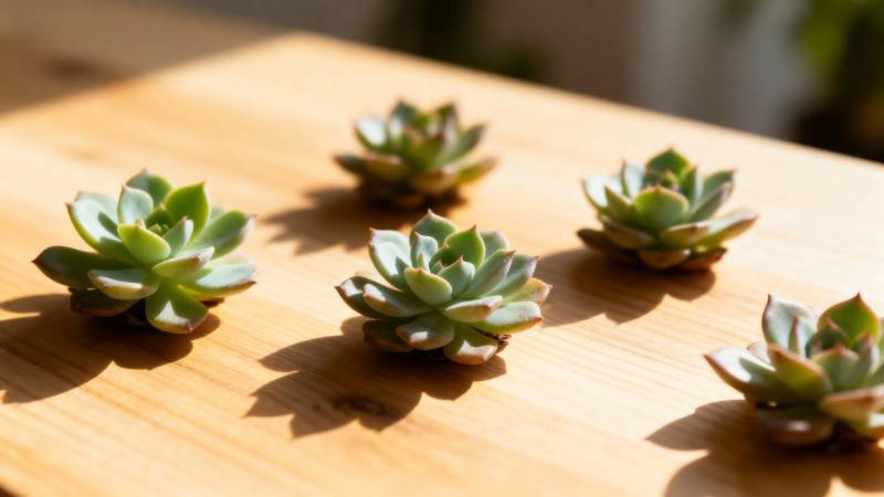 多肉植物静置木桌图片