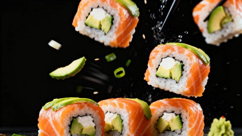 飞舞的寿司卷图片