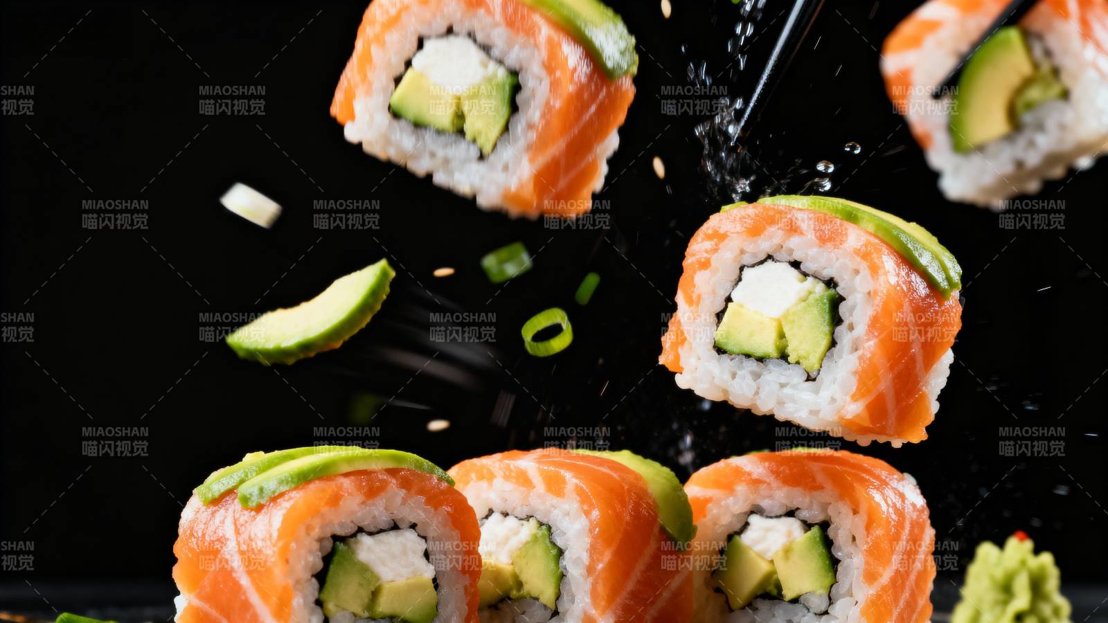 飞舞的寿司卷图片