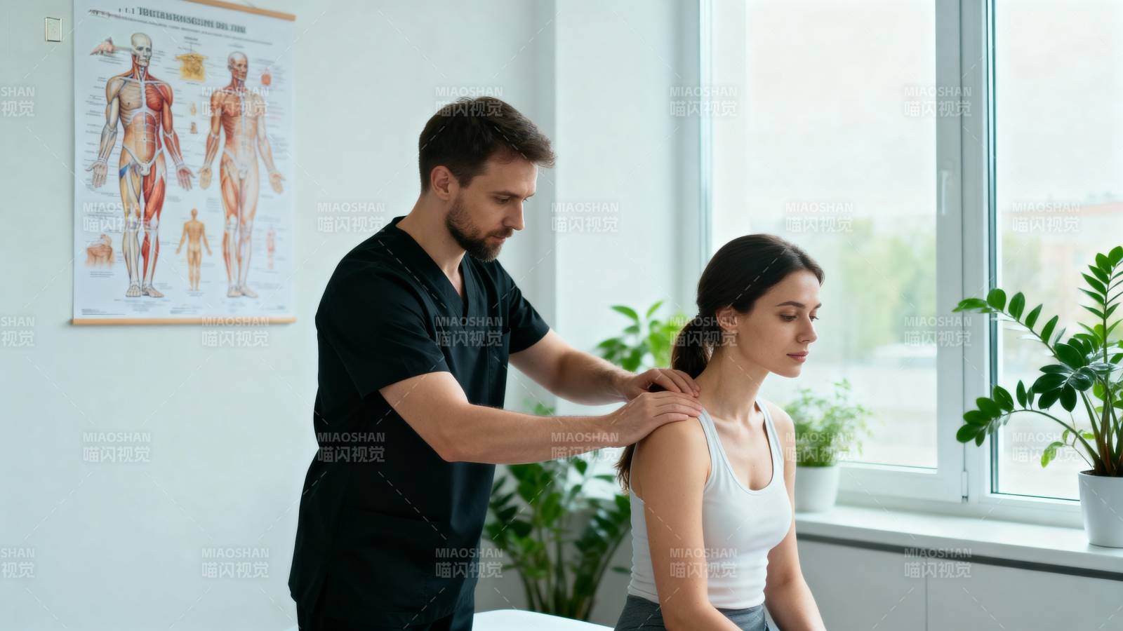 理疗师正在按摩患者图片