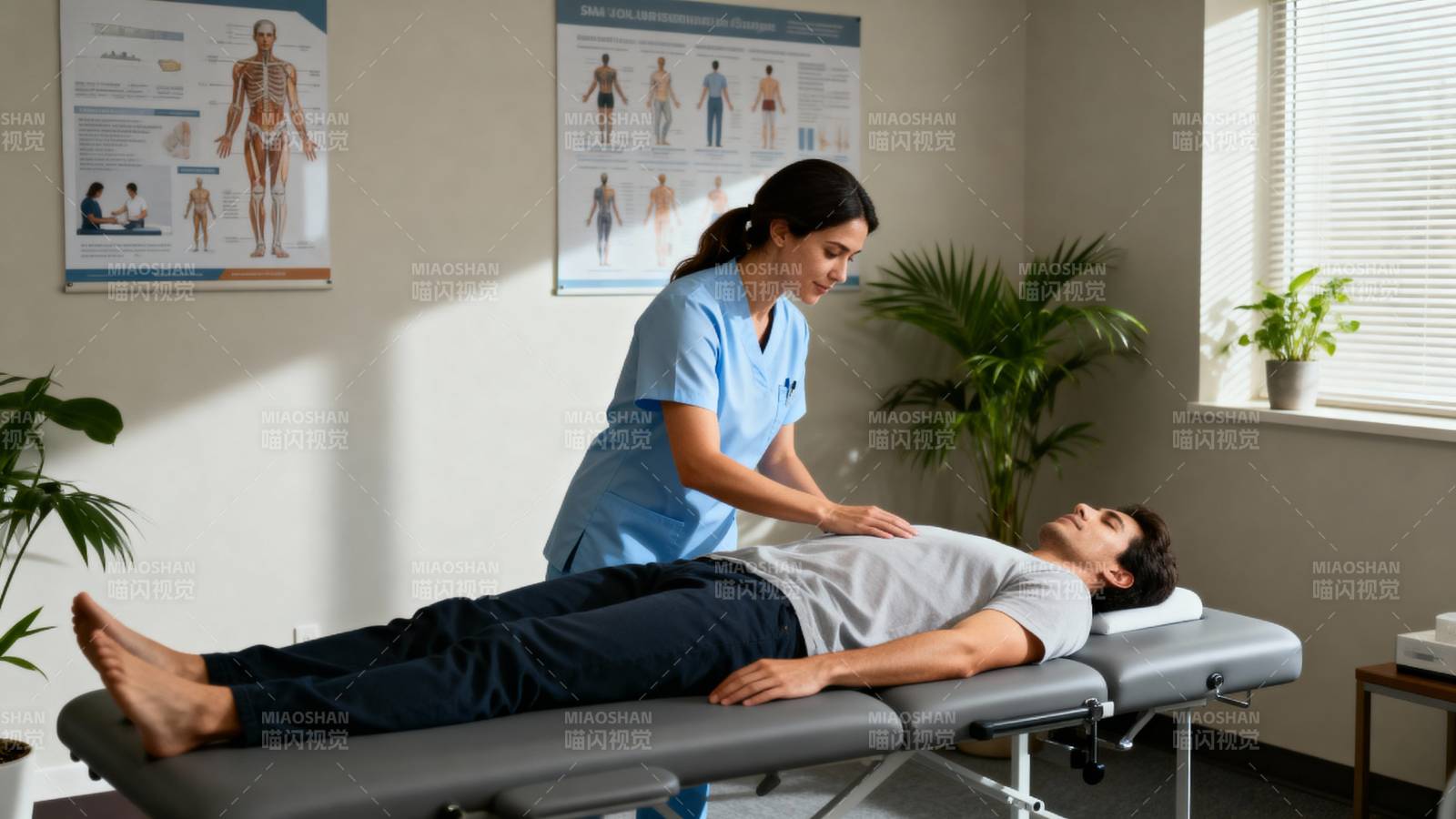 理疗师正在按摩患者图片