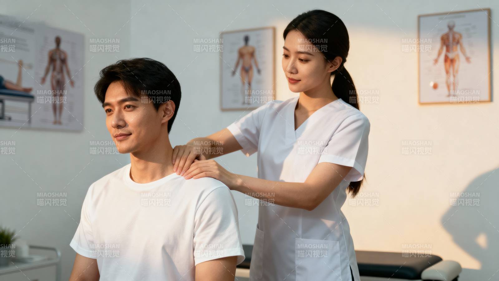 专业理疗师按摩肩颈图片