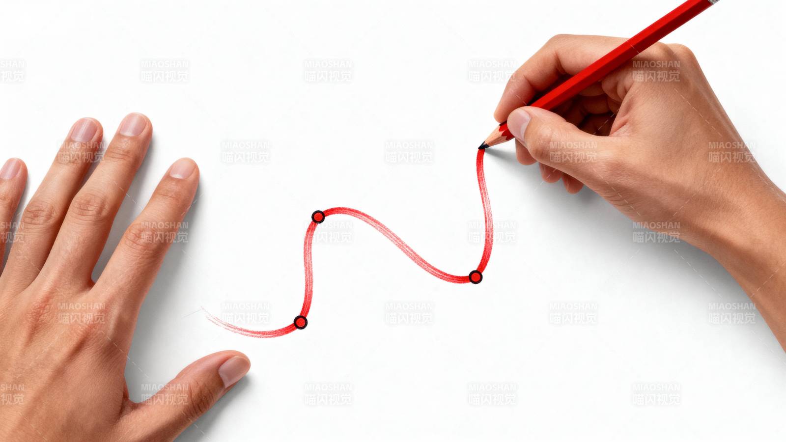 红笔绘波浪线图片