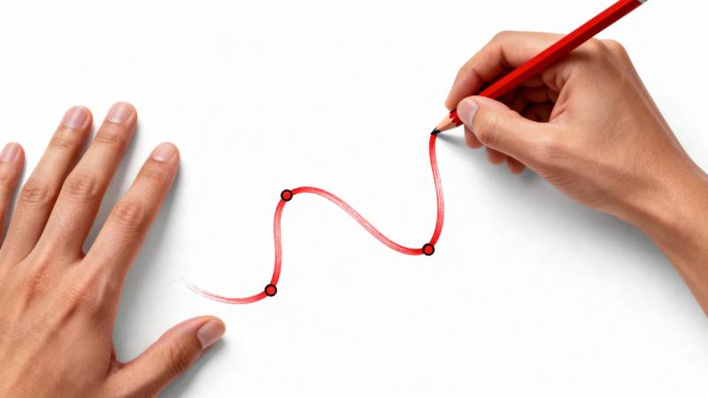 红笔绘波浪线图片