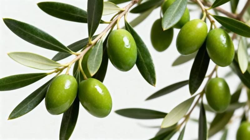 青橄榄枝叶特写图片