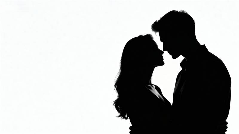 情侣剪影 深情相拥图片