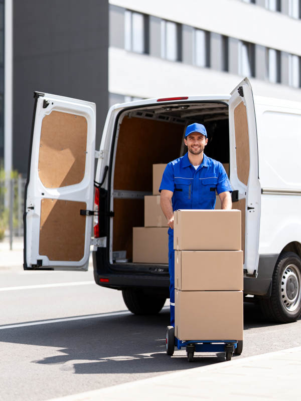 快递员送货中图片