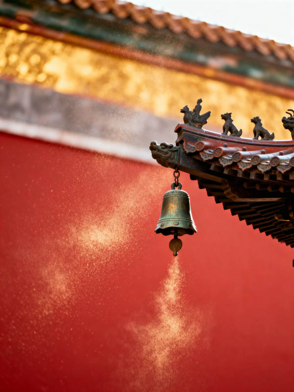 古檐铜铃映红墙图片