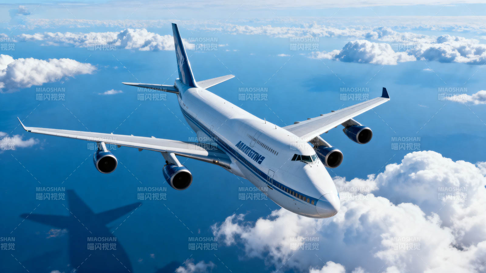 蓝天翱翔的巨无霸客机图片