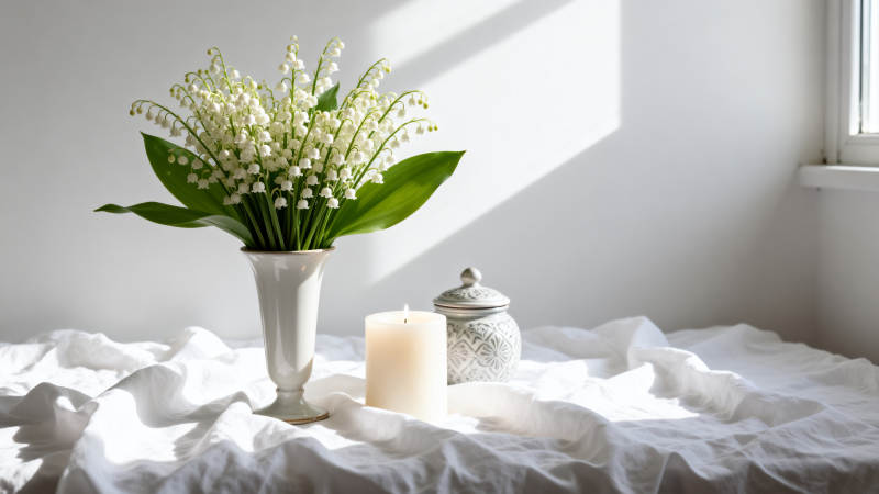 窗边花影静谧图片