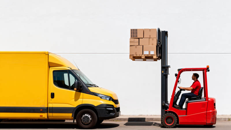 叉车装卸货车货物图片