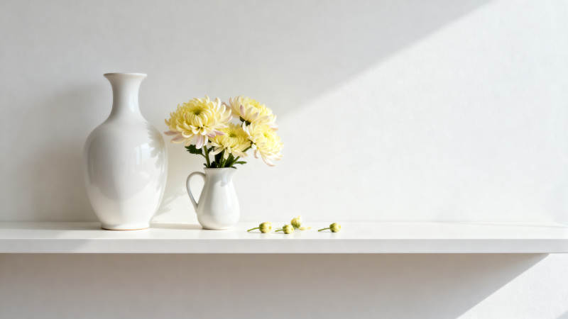 白瓶黄花静谧美图片