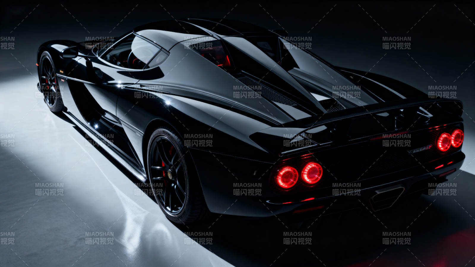 黑色超跑夜影图片