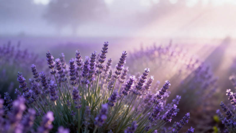 薰衣草花海晨光图片