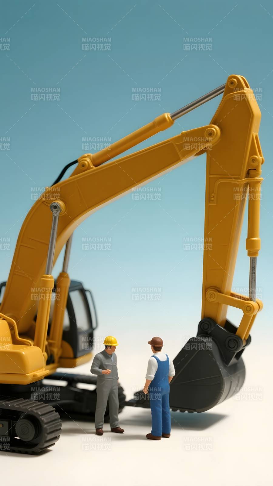 挖掘机旁的工人图片