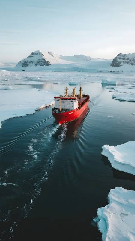 破冰船穿行极地图片