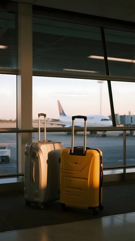 机场行李静候出发图片