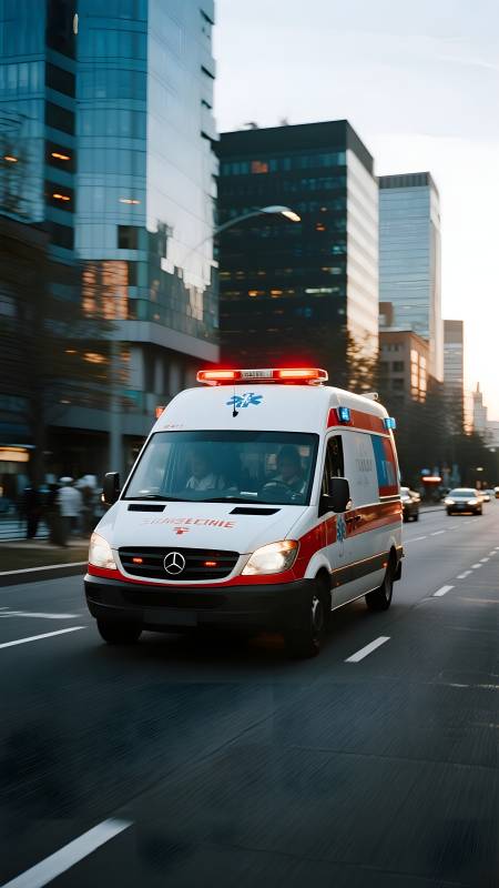 城市急救车疾驰图片