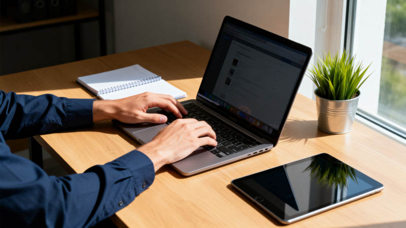 办公桌前专注工作图片