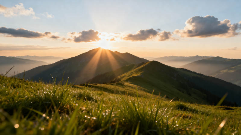 山巅日出美景图片