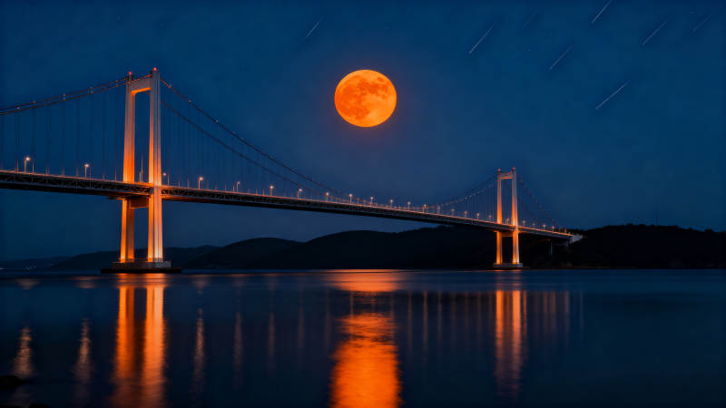 月照大桥夜景图片