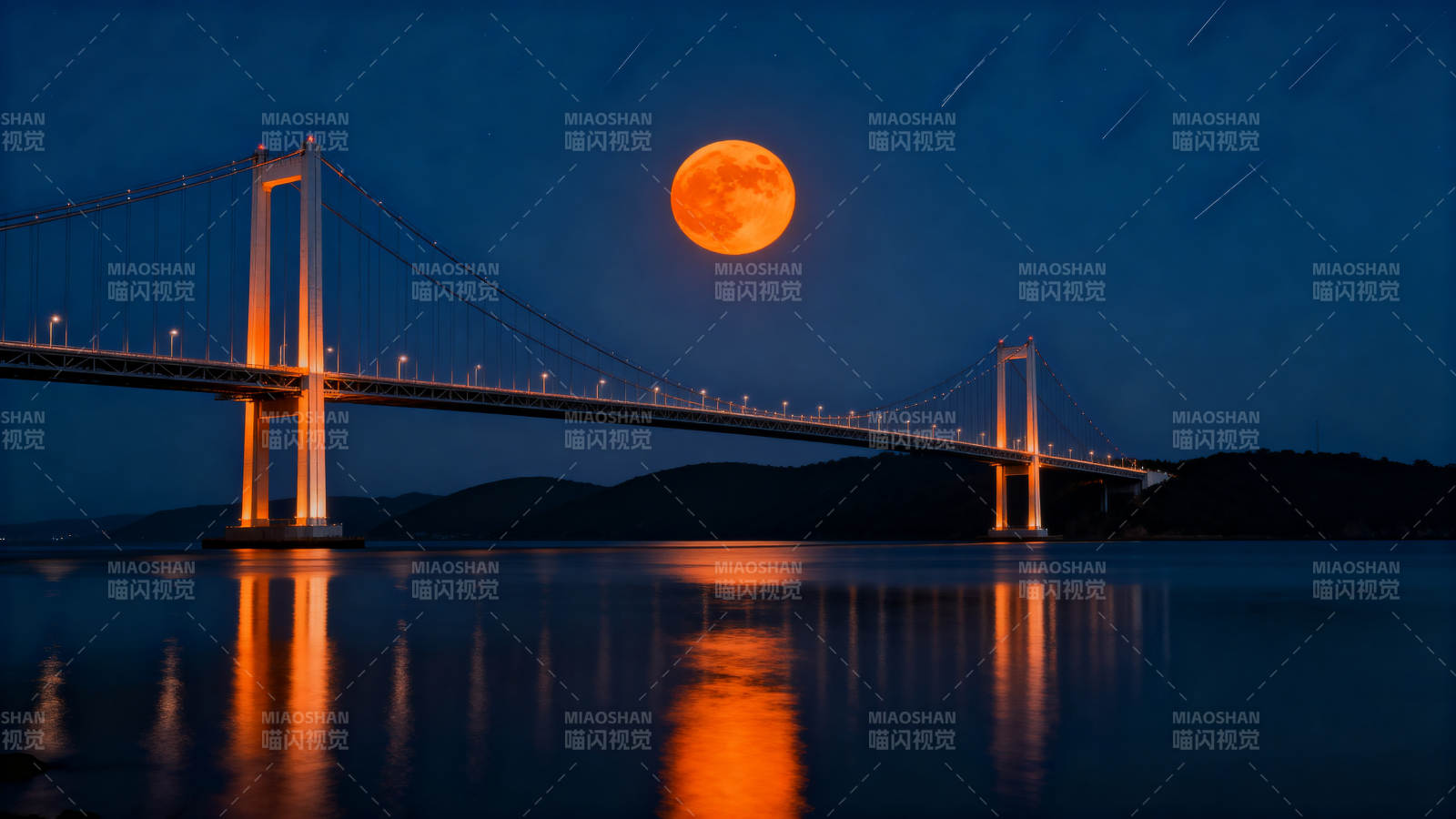 月照大桥夜景图片