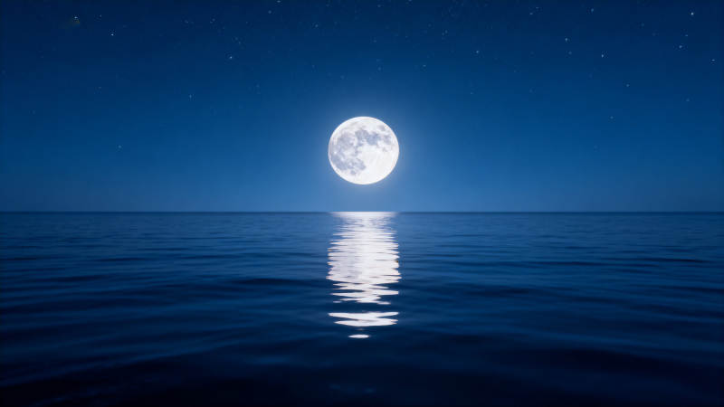 月光海面静谧夜图片