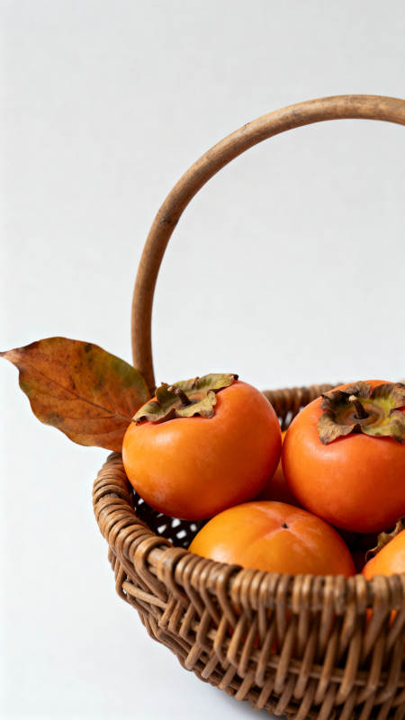 篮中柿子秋意浓图片
