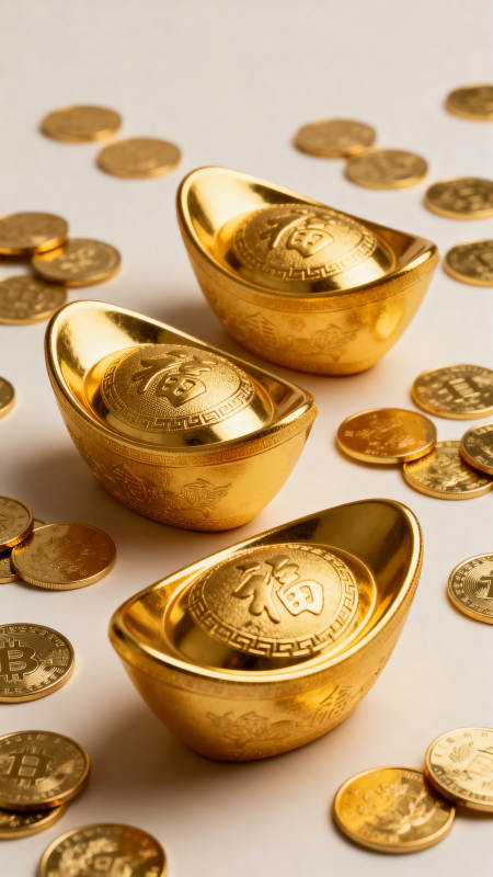 金元宝与金币散落图片