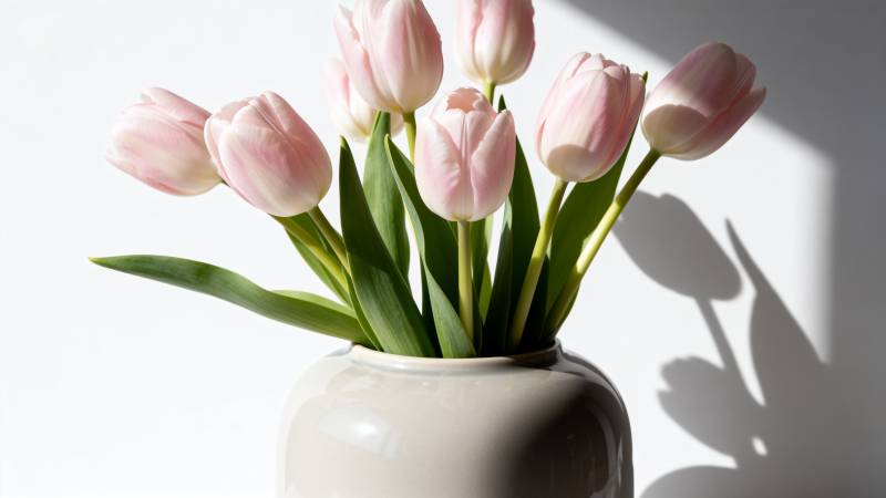 粉郁金香静谧绽放图片