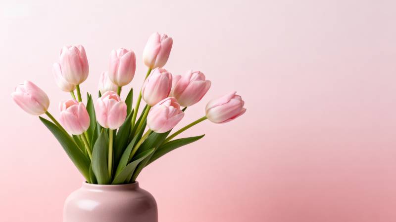 粉红郁金香静谧绽放图片