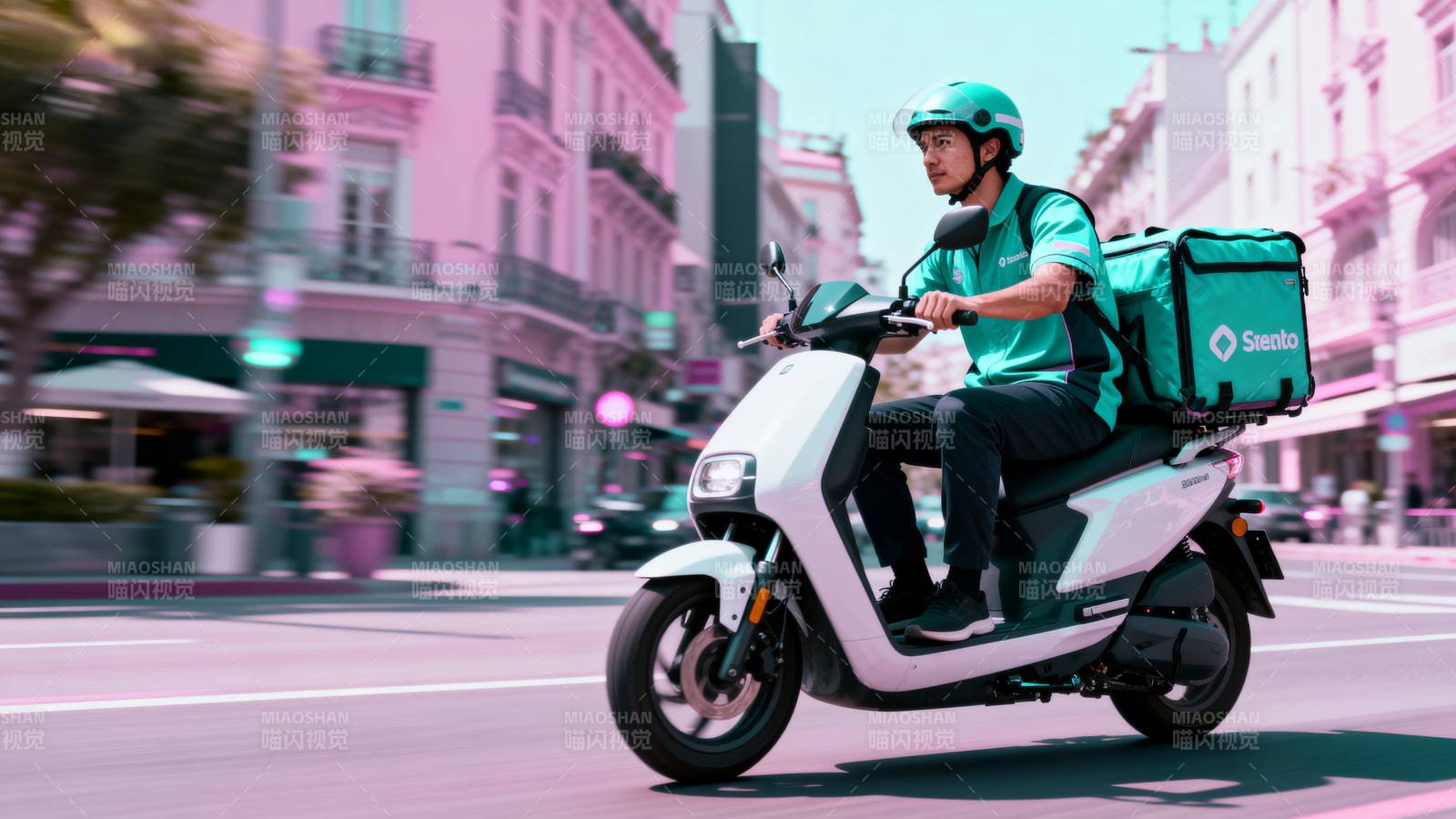 外卖骑手城市穿梭图片