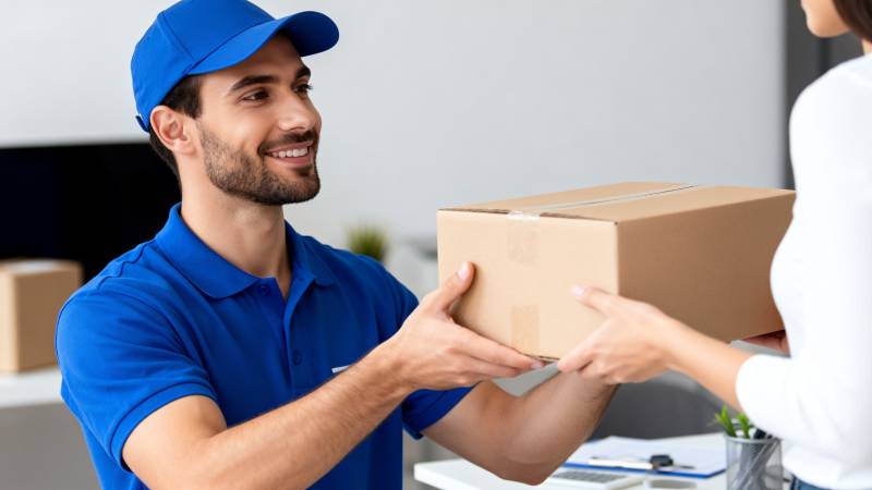 快递员递送包裹图片