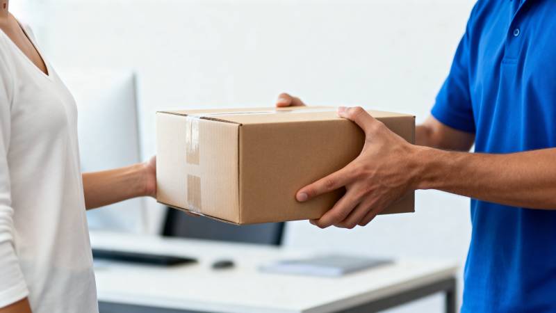 快递员递送包裹图片