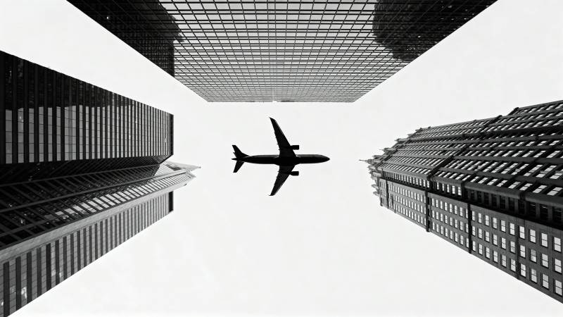 城市之巅的飞行图片