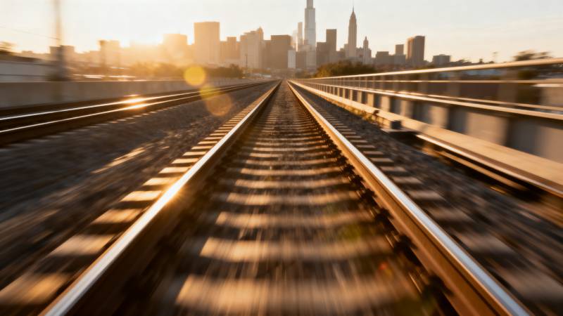 城市轨道晨光图片