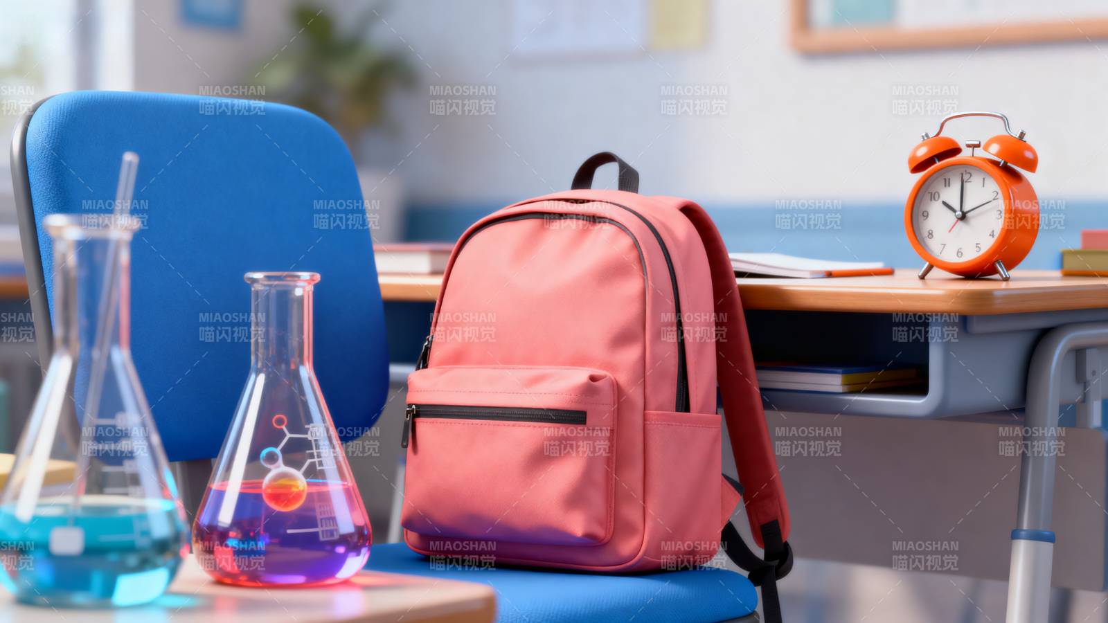 书包与实验瓶图片