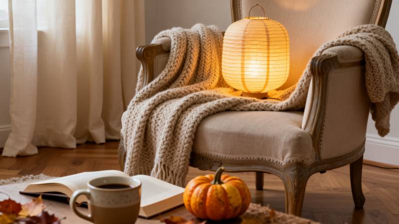 秋日暖光静读时图片