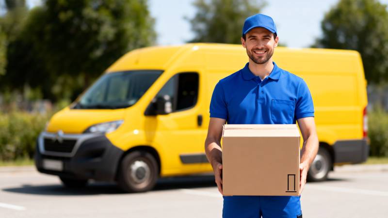 快递员递送包裹图片