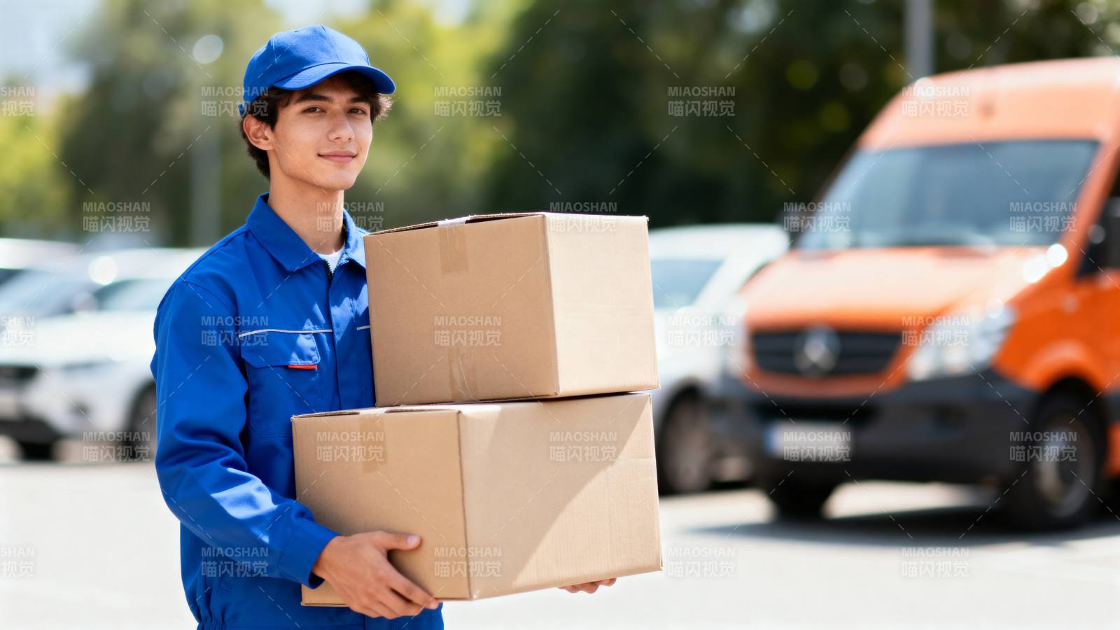 快递员送包裹图片