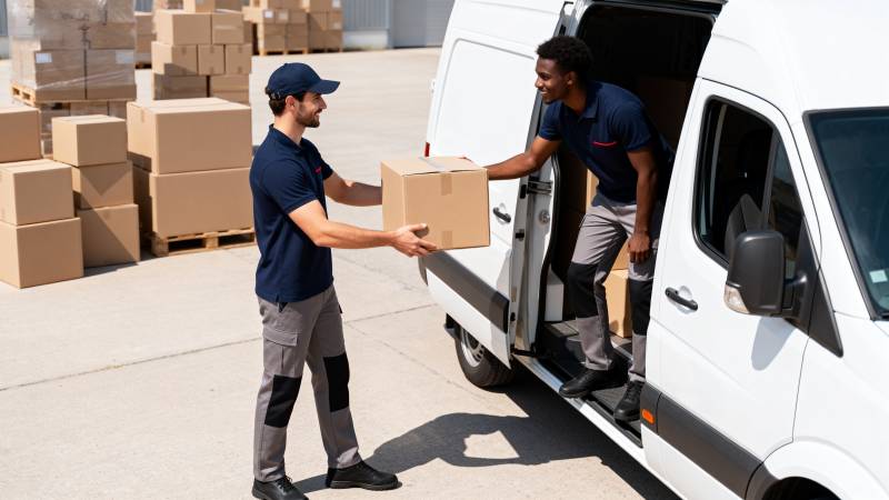 快递员装卸货物图片