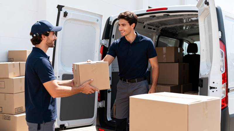 快递员装卸货物图片