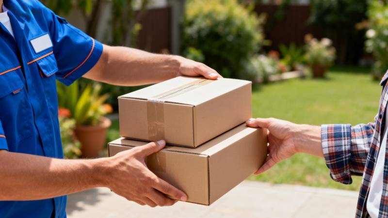 快递员递送包裹图片