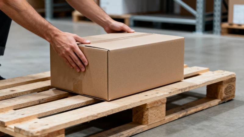 搬运纸箱上托盘图片